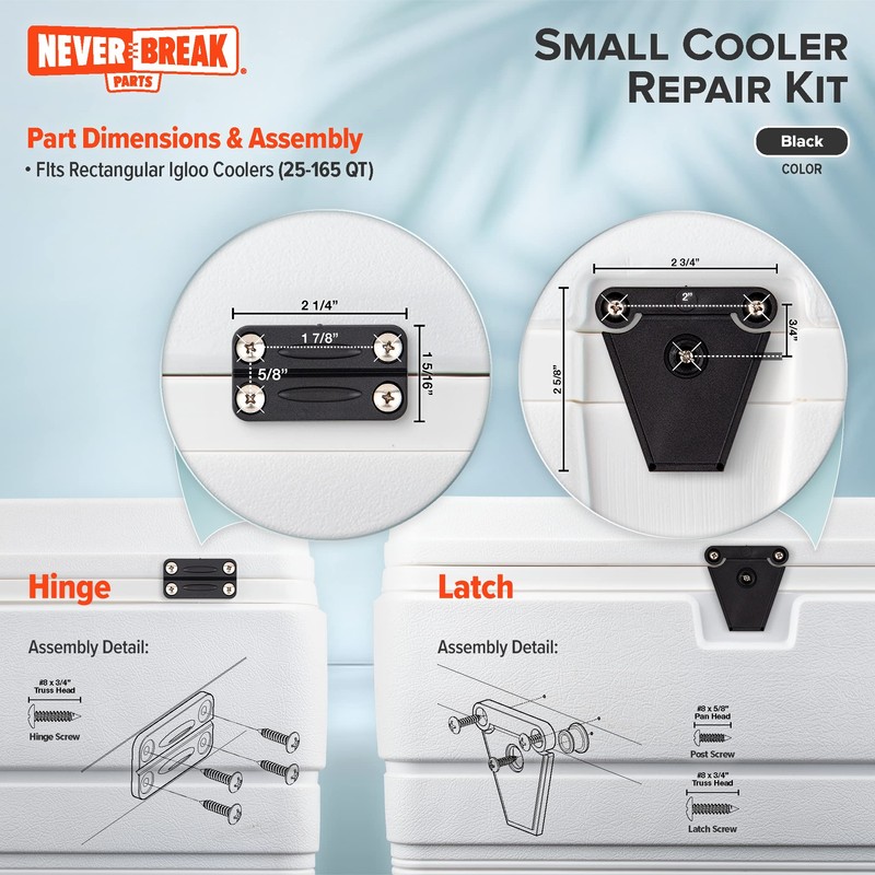 NeverBreak Parts - Igloo Cooler Replacement Parts - Small Black