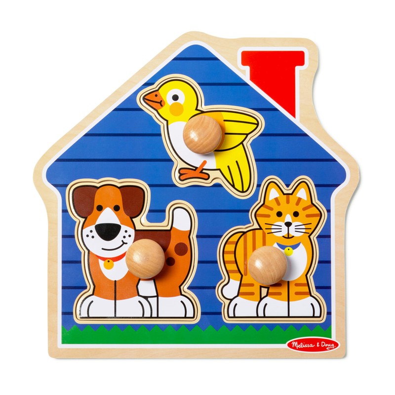 Melissa & Doug Pet Animals Jumbo Knob Puzzle, Wooden Peg