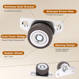 1.25 Inch Small Side Mount Caster Wheels, Mini Low Profile Casters Set of 4, Little Drawer Rollers Rigid Casters Wheels for Wooden Furniture, Underbed Drawers, Trays, DIY Project