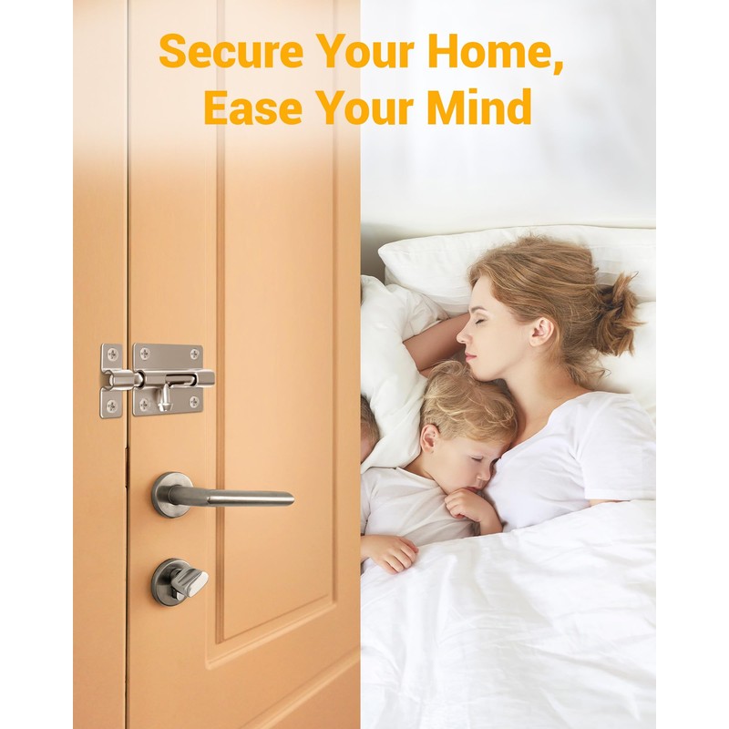Door Security Slide Latch Lock with 12 Screws , 2