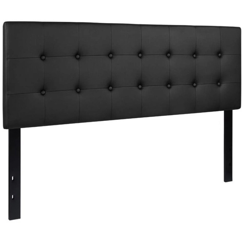 Flash Furniture Lennox Upholstered Queen Panel Headboard in Black