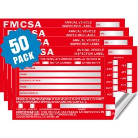 Annual Vehicle Inspection Label Sticker Aluminum FMCSA DOT 6" x 3.5". 50-PACK