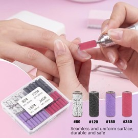 Mini bandas de lijado para taladro de uñas, 100 unidades, 4 colores, 80, 120, 180, 240, lima de grano fino grueso, banda de lijado pequeña con juego d