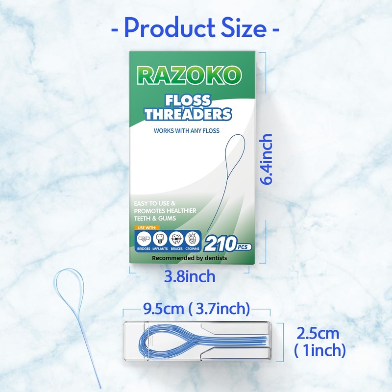 RAZOKO Floss Threaders | Dental Floss Threaders for Braces, Bridges,