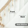 VOGOL White Sheer Valance with Shining Beaded, 39 Inches Wide