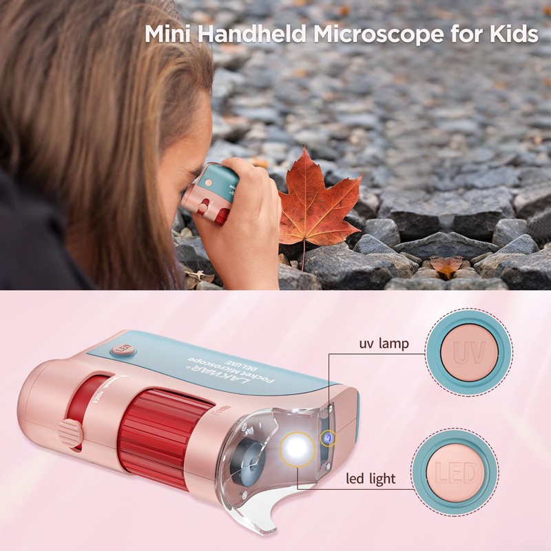 60x-120x Mini Pocket Microscope for Kids Adults, Portable Handheld Microscope