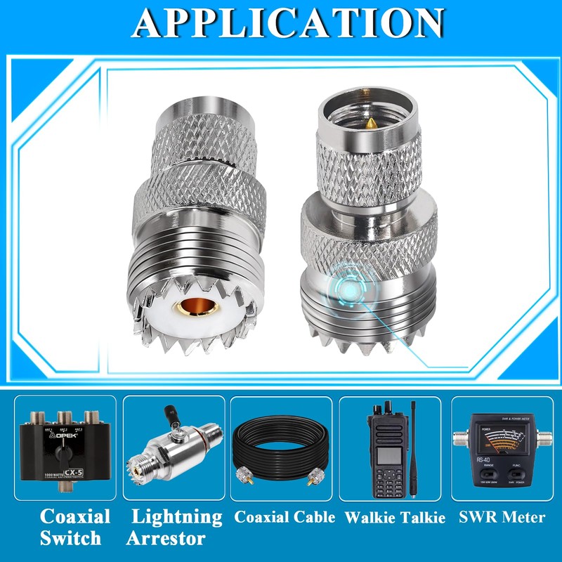 2PCS Mini UHF Male to UHF Female Coax Connector, Mini