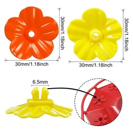 6 PCS Decorative Replacement Flowers for Hummingbird Feeder, Slices Window Hanging Bird Feeder Decor with 4 Feeding Ports