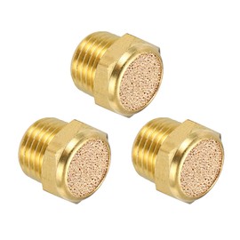 MECCANIXITY 3Pcs Air Compressor Muffler, 1/4" NPT-13mm Male Thread Sintered Bronze Exhaust for Pneumatic Tools Industrial Machinery, Flat