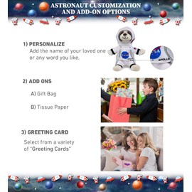 DolliBu St. Bernard Dog Astronaut Plush Toy - Pet Life Astronaut Stuffed Animal with Space Helmet and NASA Astronaut Suit, Spaceman Doll Decor for Girls and Boys with Personalization - 8 Inch