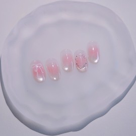 Cheek Glow Handmade Nail Tips Ball Touch Magnet Gra Nail - Coffin Long / 치크글로우 수제네일팁 볼터치 자석그라 네일 - 코핀롱