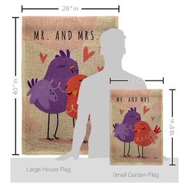 Angeleno Heritage Sweet Mrs Burlap Garden House Flag-Set Celebration Wedding Marriage Bride Groom Occasion Anniversary Party Decoration Banner Small Yard Gift Double-Sided, Made in USA