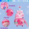 Egchescebo Kids Rolling Unicorn Backpack for Girls Luggage Suitcase With
