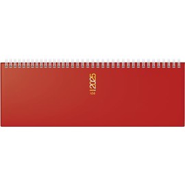 rido/idé Landscape Appointment Book Model AC Weekly Horizontal Appointment Book (2025), 2 Pages = 1 Week, 307 × 105 mm, 112 Pages, Hard Foil Cover, Red
