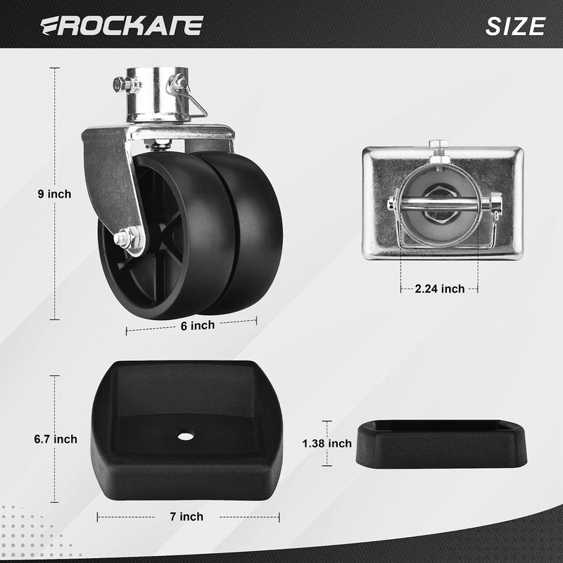 Rockane Dual 6'' Trailer Jack Swivel Caster Wheel Replacement with