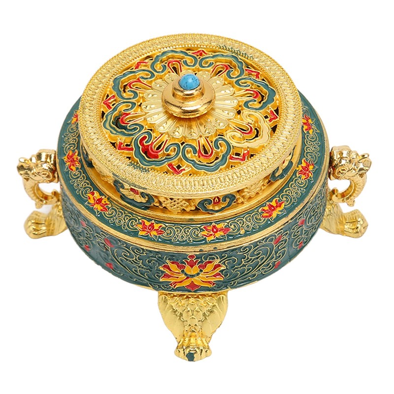 Trinket Incense Burner with Lid Handcraft Antique Polished Process for