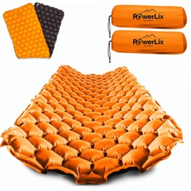 POWERLIX 2 Pack Sleeping Pad for Camping, Ultralight Inflatable Sleeping Mat, Compact Lightweight Self Inflating Camping Air Mattress for Backpacking, Hiking, Traveling Tent, Pump Bag Included