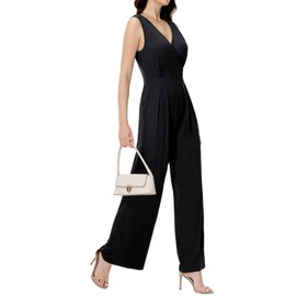 Tanmolo Women's Jumpsuit Elegant Festive Summer Sleeveless Jumpsuit Wide Leg Romper with Pockets Short, black