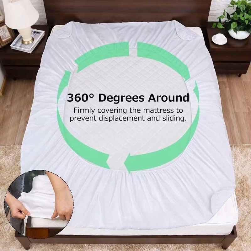 Leona Co Single/Double/Queen/King Mattress Protector, Fully Fitted Waterproof Cotton Mattress