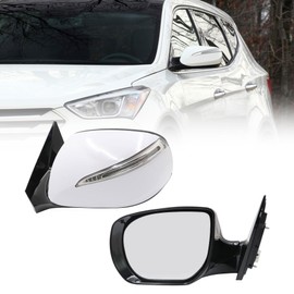 XQSMWF Passenger Side View Mirror, Compatible with Hyundai Santa Fe Sport 2013-2018 With Turn Signal and Power Glass Heated Manual Folding 6 Pins Replace Hy1321201, Right Side mirror White