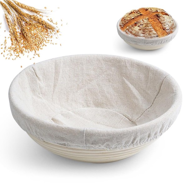 KUWUNG Banneton Proofing Basket, 8 Inch Round Bread Proofing Basket