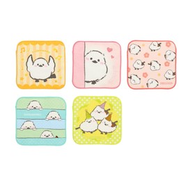 Marushin 0535002600 Mini Towels, Set of 5, Shimanaga no Shimamaru Together, Small Bird, Bird, Bird, White, Nursery School, Kindergarten, Kindergarten, School Entrance, Kindergarten, School Entrance,