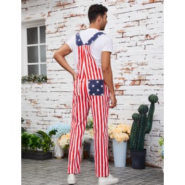 WIRDATRD Festival Overalls Men Adjustable Straps Jumpsuits Bibs Coveralls(Flag)