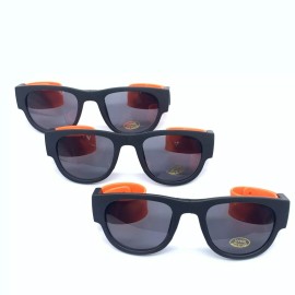 trendy style orange slap on bracelet sunglasses foldable lens fashion pack of 3