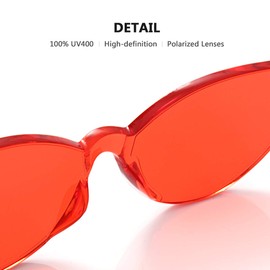 OLINOWL Cat Eye Rimless Sunglasses Oversized One Piece Colored Transparent Eyewear Retro Eyeglasses for Women Men