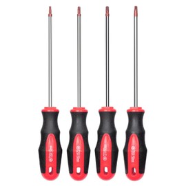 4 Piece Magnetic Tip Torx Screwdriver Set 4 Torx Star Screwdrivers T20 T25 T27 T30 Red Tip | Red Shiny S2 Steel