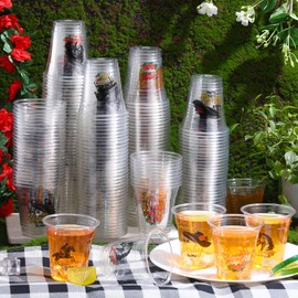 Pickmesh 200 Pack Derby Disposable Plastic Cups Bulk 10 oz Clear Plastic Cups Disposable Tumbler Cups for Horse Racing Party Favors Derby Party Supplies