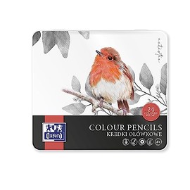 Oxford Artistic Colouring Pencils | 24 Colours with 24 Colouring Pencils | 24 Pens in a Metal Box