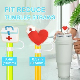 lmzyf 2Pcs Cute glitter Silicone Straw Covers Cap for 30 & 40 oz Tumblers Cup, for Straw Toppers reusable, perfect for water bottles (C)