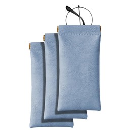 Heshebuy Pack of 3 PU Leather Soft Glasses Case Onnenbrille Case Glasses Bag for Men and Women, blue