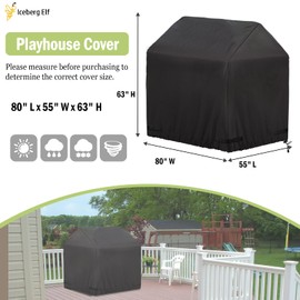 Iceberg Elf Large Outdoor playhouse covers waterproof, 80" L x 55" W x 63" H Sun Protection dust, 420D Heavy Duty Oxford Fabric,Large playhouse cover,Black