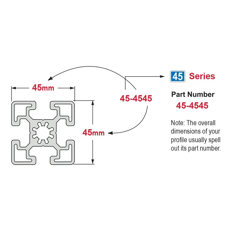 8020, 45-4545, 45 Series 45mm x 45mm 45x45 T-Slotted Aluminum