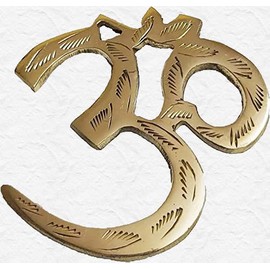 PARIJAT HANDICRAFT Decoración de latón con símbolo de om sagrado para sala de meditación, yoga, decoración de latón para pared (6 pulgadas)