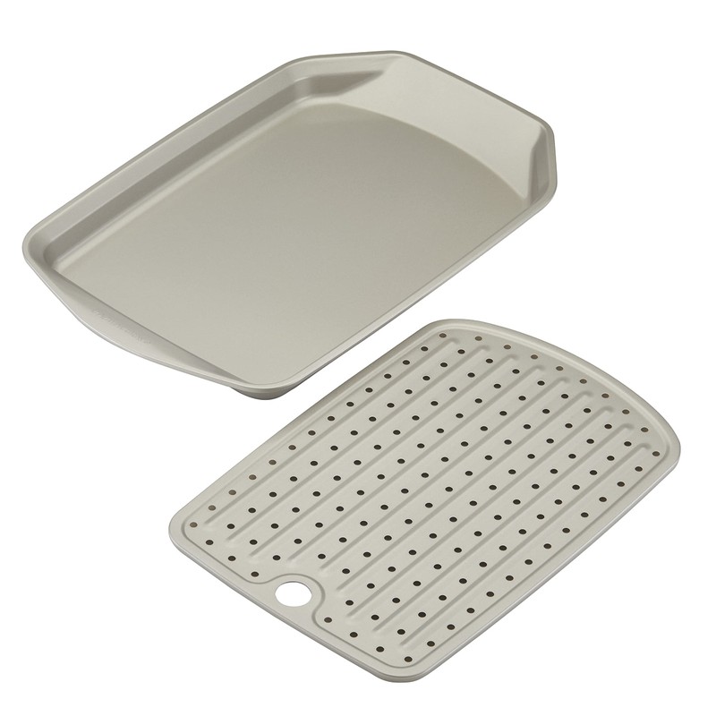 Rachael Ray Bakeware Nonstick Crisp and Slide Sheet Pan Set,