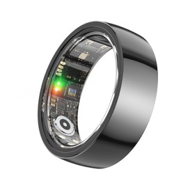 UXOXU Ceramic Smart Ring for Men Women, Waterproof Fitness Tracker Sleep Heart Rate Monitor Health Ring, No Subscription, Compatible with Android & iOS (Black, 10)