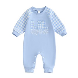 Toddler Baby Boy Promoted to Big Brother Announcement Outfits Long Sleeve Little Brother Matching Clothes Sets (Lil Bro Blue, 3-6 Months)