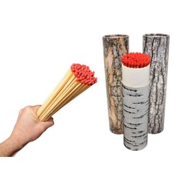 603110WU 2 x 75 Pieces (=150) XXL Maxi Grill and Fireplace Matches, 20 cm, in Tree Bark Design Packaging, Red Heads, Barbecue Matches, Fireplace Matches, Jumbo Matches