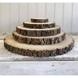 Log Slice Cakestand 20-24cm | Wooden Rustic Slab | Wedding Birthday Display Board | Serving Platter Table Centerpiece