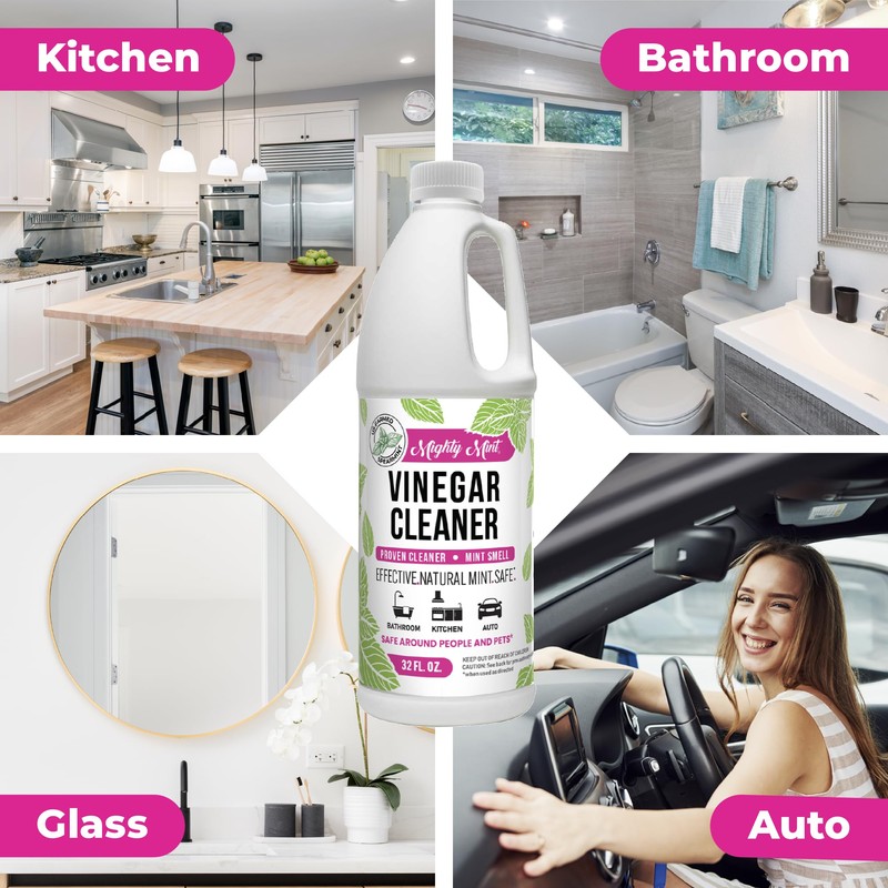 Mighty Mint Vinegar Cleaner, Non-Toxic, All-Purpose Cleaning for Household Surfaces,