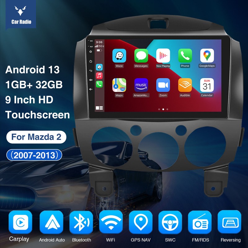 ESSGOO 32GB Apple Carplay For Mazda 2 2007-2013 Car Stereo
