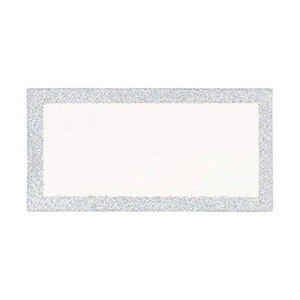 amscan Silver Glitter Writable Place Cards - 50pc