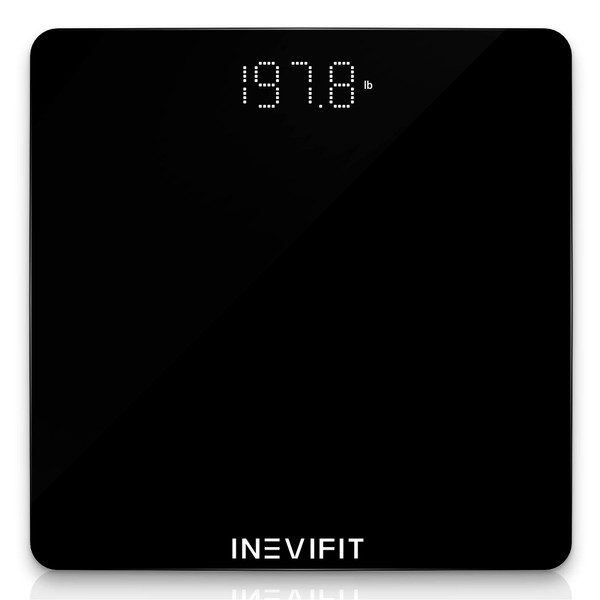 INEVIFIT BATHROOM SCALE, Highly Accurate Digital Bathroom Body Scale, Measures Weight up to 400 lbs. Includes Batteries