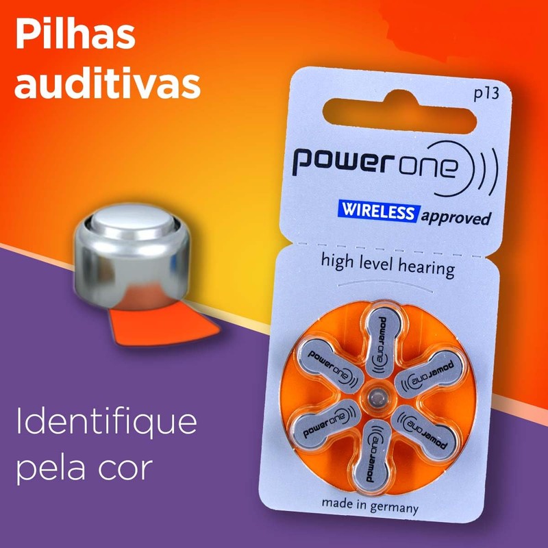 PowerOne Size 13 Hearing Aid Zinc Air Battery - 6-Pack