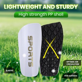 Shin Guards Soccer Kids 2025 Version High-Density Foam Soccer Shin Guard with Sleeves Shin Protective Pads for Youth Toddlers Daily Practice School Competitions Outdoor Play (White, M)