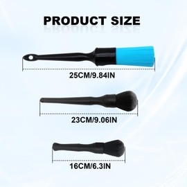 3 Pack Car Ultra Soft Detailing Brush Kit, Car Detailing Brush Set for Interior Exterior Dashboard Cleaning Air Vent Bay Emblems Seat Wheels, Engine, Wheel Nut, 2 Pack Black and 1 Pack Blue