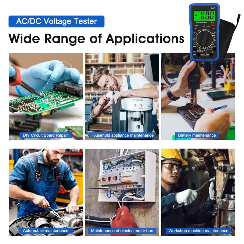 Multimeter YF-90C, Digital Muti Tester TRMS 4000 Counts, Electrical Tester
